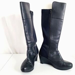 New! Naot Delilah Leather Knee Boot Size 39 US 8 Side Zip Wedge Heel